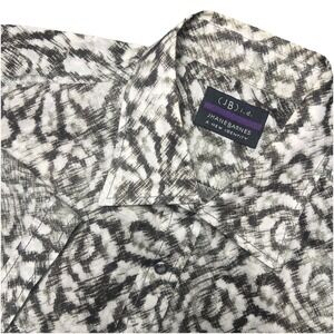 Jhane Barnes XL  Geometric Pearl Snap Button Up Western Short Sleeve Pckt Shirt